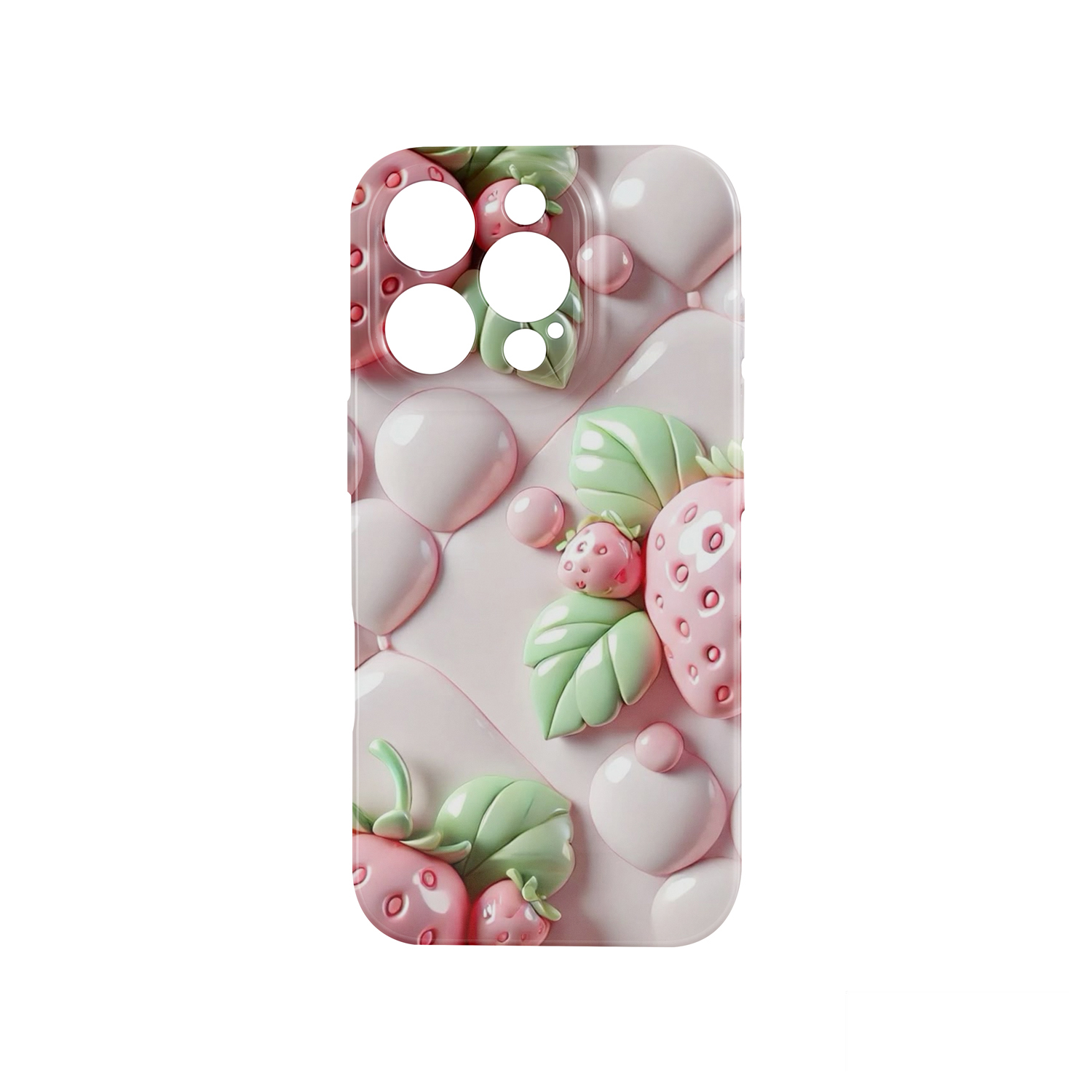 قاب نرم  تک لایه طرح توت فرنگی مدل آیفون Pro 16 |  قاب نرم ضد خش