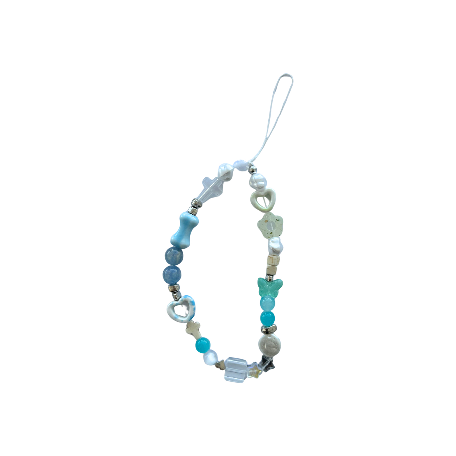 بند موبایل مدل پروانه آبی | خرید بند و آویز تزئینی موبایل